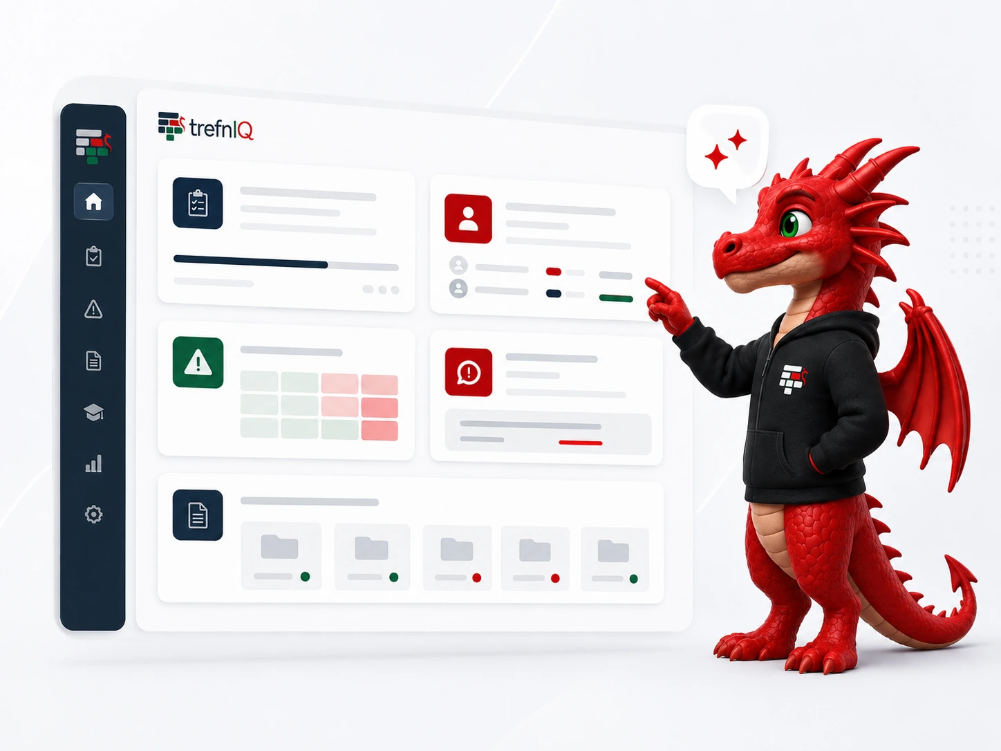 Draig, the TrefnIQ QHSE AI assistant, supporting compliance workflow tasks.